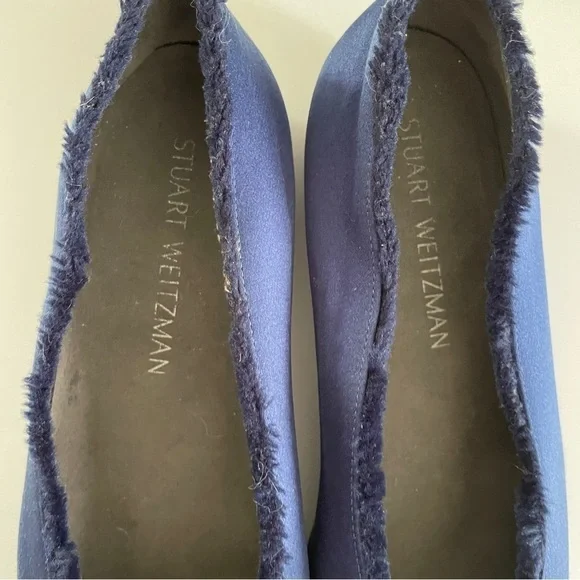 Stuart Weitzman Blue Midnight Satin Flats Loafers - Picture 6 of 10